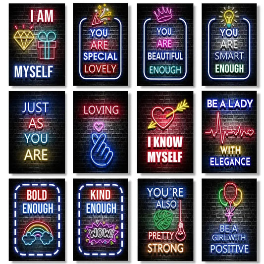 Moderne Neon Slogan Poster Motivation Wand Kunst Drucke Inspirational Erfolg Leinwand Malerei für Schlafzimmer Haus Dekorative Bild