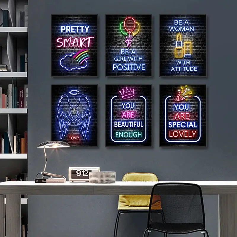 Moderne Neon Slogan Poster Motivation Wand Kunst Drucke Inspirational Erfolg Leinwand Malerei für Schlafzimmer Haus Dekorative Bild