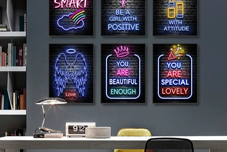 Moderne Neon Slogan Poster Motivation Wand Kunst Drucke Inspirational Erfolg Leinwand Malerei für Schlafzimmer Haus Dekorative Bild