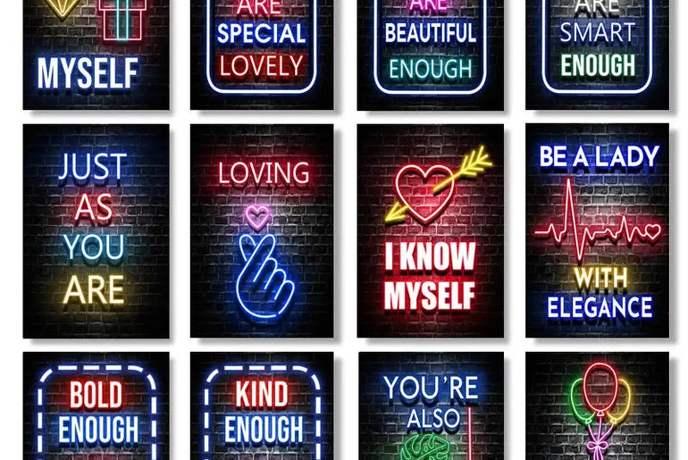 Moderne Neon Slogan Poster Motivation Wand Kunst Drucke Inspirational Erfolg Leinwand Malerei für Schlafzimmer Haus Dekorative Bild