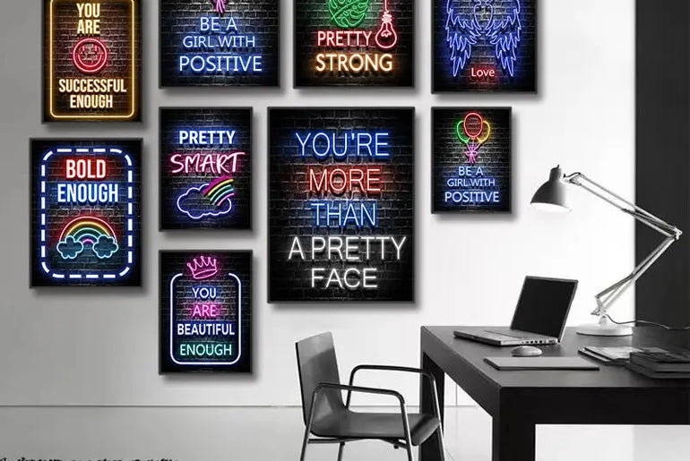 Moderne Neon Slogan Poster Motivation Wand Kunst Drucke Inspirational Erfolg Leinwand Malerei für Schlafzimmer Haus Dekorative Bild