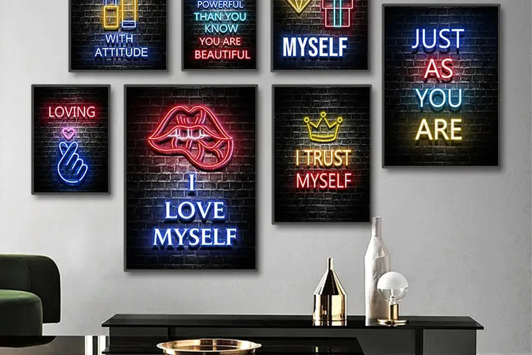 Moderne Neon Slogan Poster Motivation Wand Kunst Drucke Inspirational Erfolg Leinwand Malerei für Schlafzimmer Haus Dekorative Bild