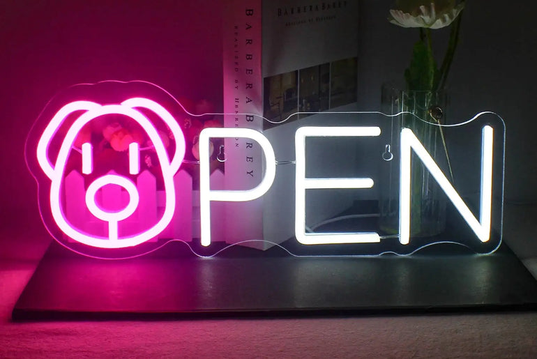 Neon-, LED- und Lichtschilder für Geschäfte, Bars, Zuhause, Hotels, Shops, Clubs, Tierhandlungen und kunstvolle Wanddekorationen.