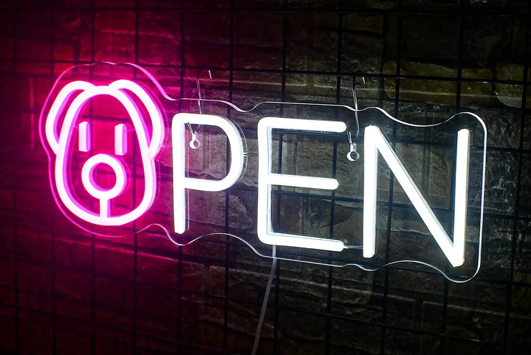 Neon-, LED- und Lichtschilder für Geschäfte, Bars, Zuhause, Hotels, Shops, Clubs, Tierhandlungen und kunstvolle Wanddekorationen.