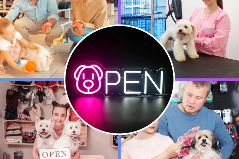 Neon-, LED- und Lichtschilder für Geschäfte, Bars, Zuhause, Hotels, Shops, Clubs, Tierhandlungen und kunstvolle Wanddekorationen.