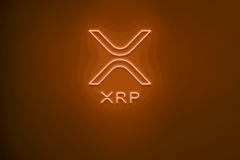 XRP LED-Neonschild in Orange an der Wand
