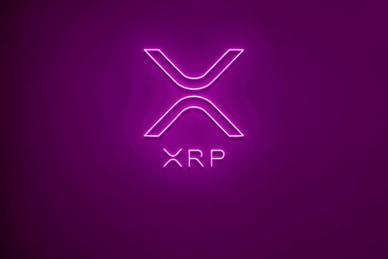 XRP LED-Neonschild in Pink an der Wand