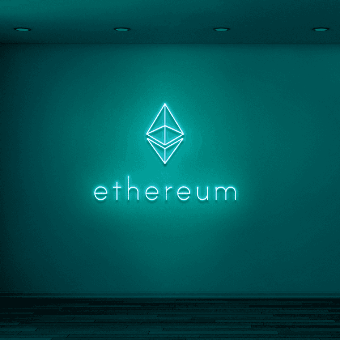 Türkises ETHEREUM LED-Neonschild von NEONIDAS